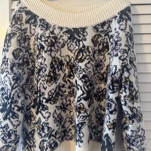 LOFT Multicolor Floral Cowl Neck Sweater